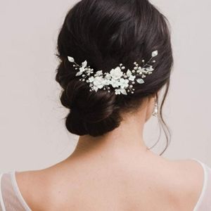Bridal floral hair piece barrette updo ceramic